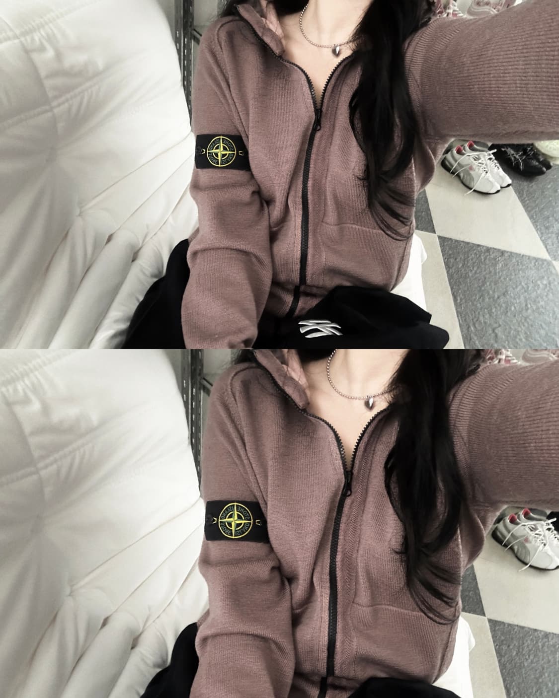 스톤아일랜드 와펜 나일론 배색 니트 후드집업  상품이미지7