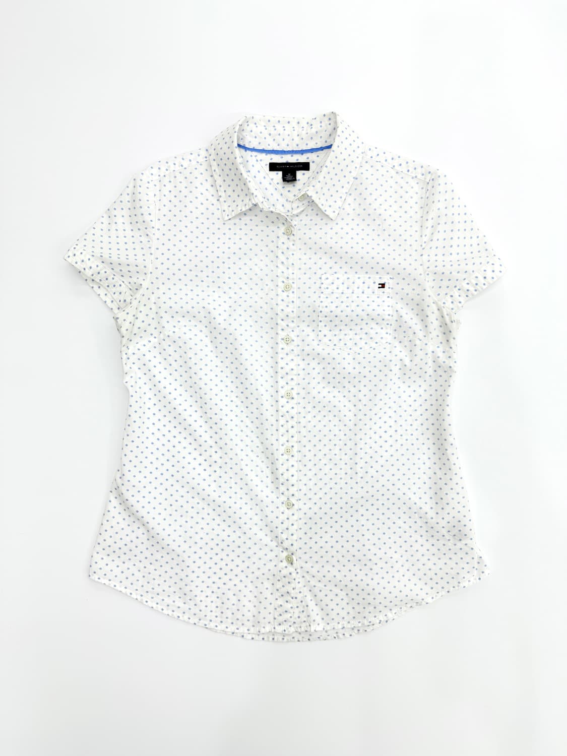 빈티지 타미 힐피거 블루 도트 반팔 라인 셔츠 상품이미지1