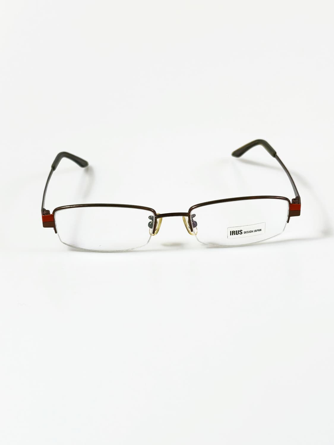 IRUS 브라운 메탈 반무테 스퀘어 빈티지 안경 상품이미지2