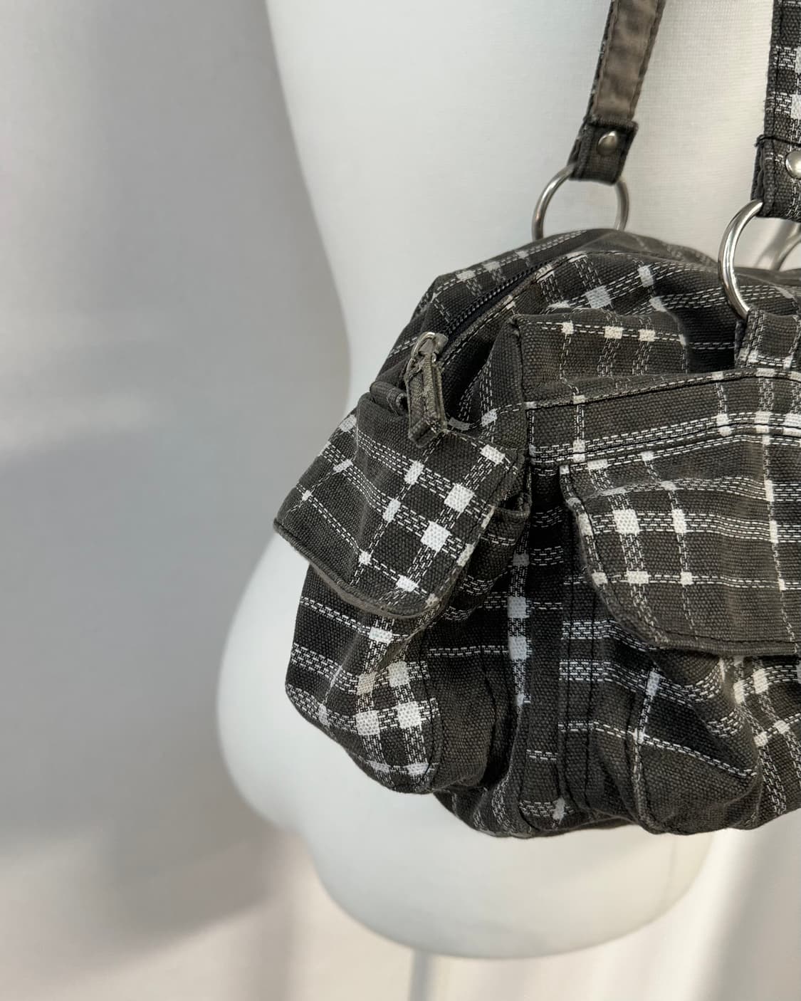 멀티 포켓 y2k 체크 패턴 숄더백 상품이미지5