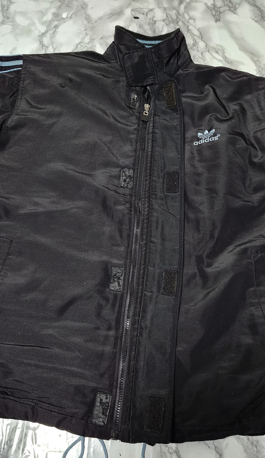 아디다스 스카이블루x블랙 앞 뒤 빅로고 올드스쿨 바람막이 점퍼 자켓 상품이미지7