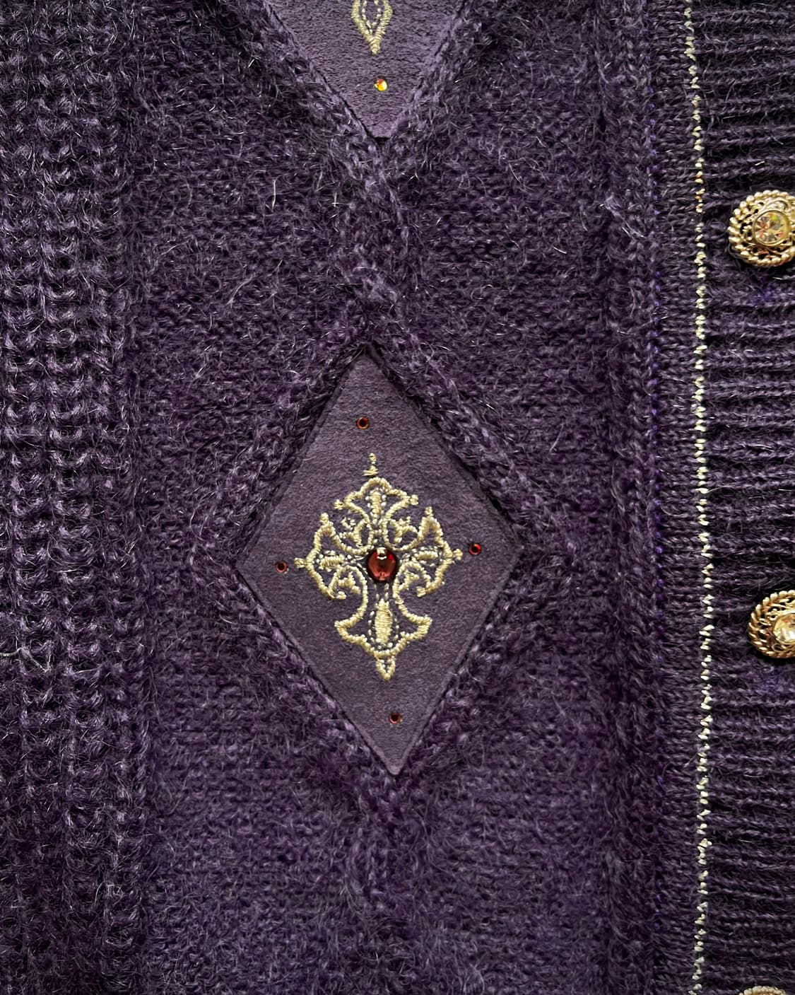 1980-90s Chamois Gothic Cross Cardign 상품이미지6