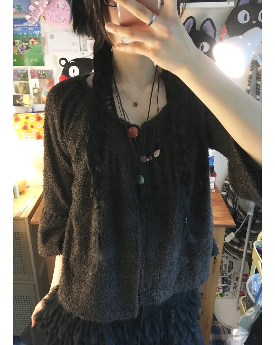 VINTAGE BUBBLE KNIT BUTTON CARDIGAN BROW 상품이미지4