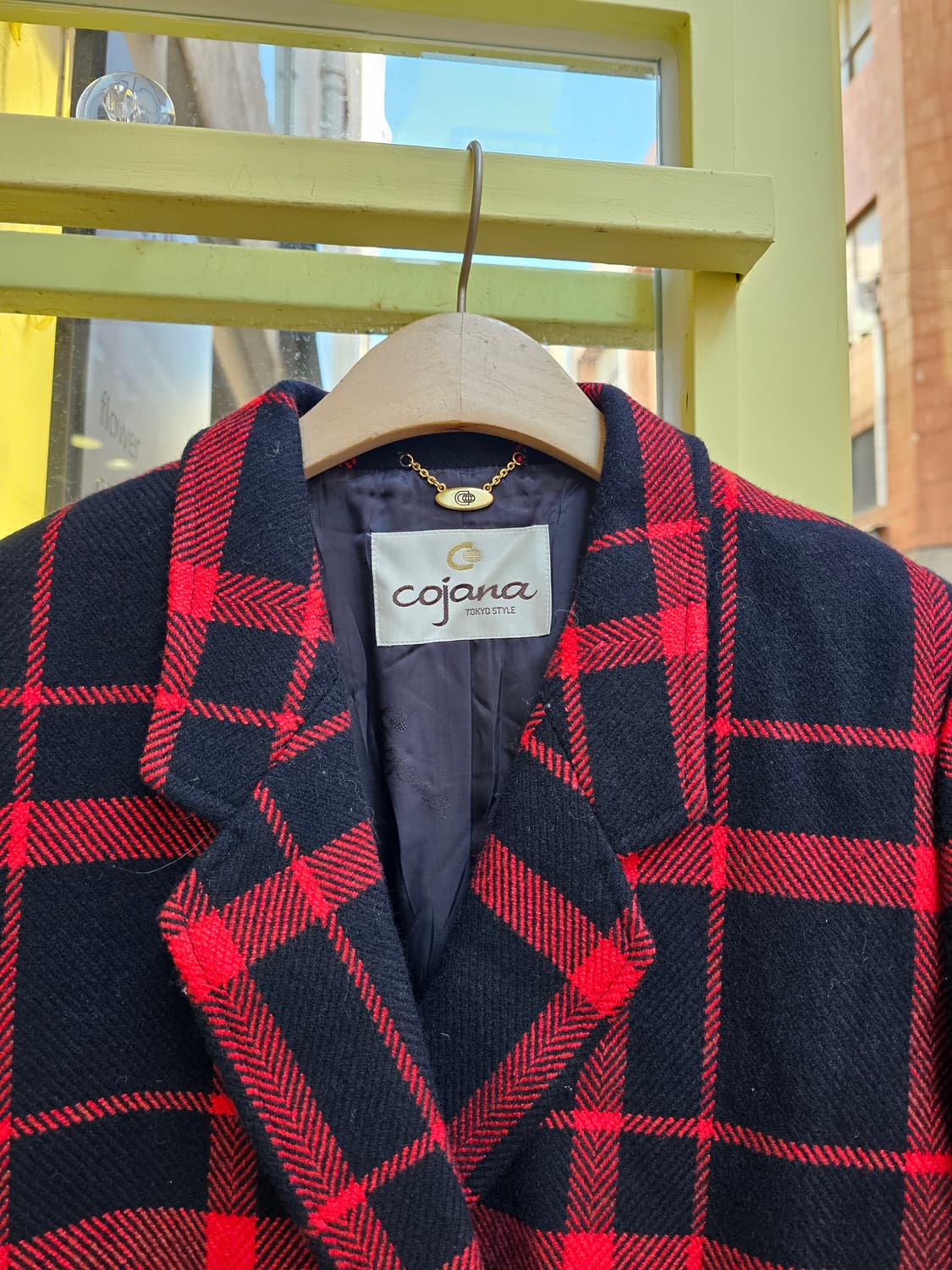 Cojana 레드&블랙 타탄체크 더블 울 코트 상품이미지4