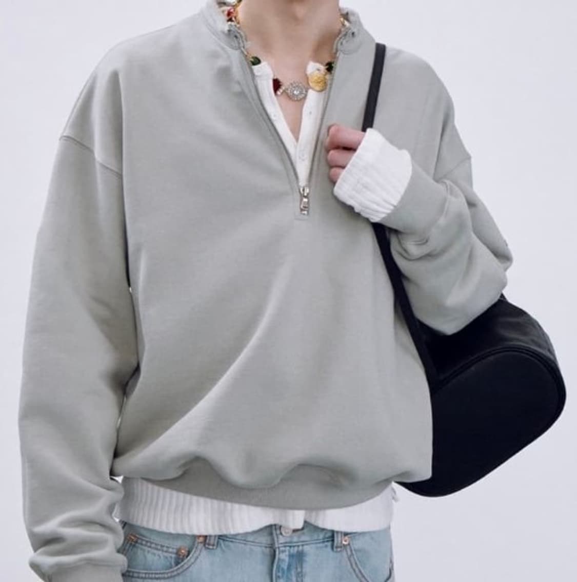 렉토 로우엣지카라 하프집업 맨투맨 라이트키키 상품이미지1