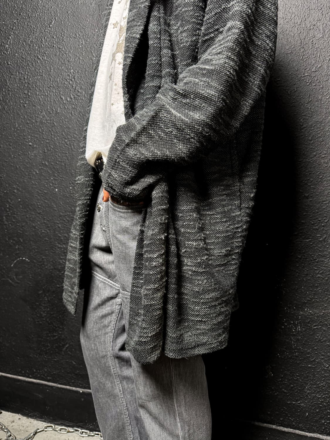 Dark green long draped hooded cardigan   상품이미지3