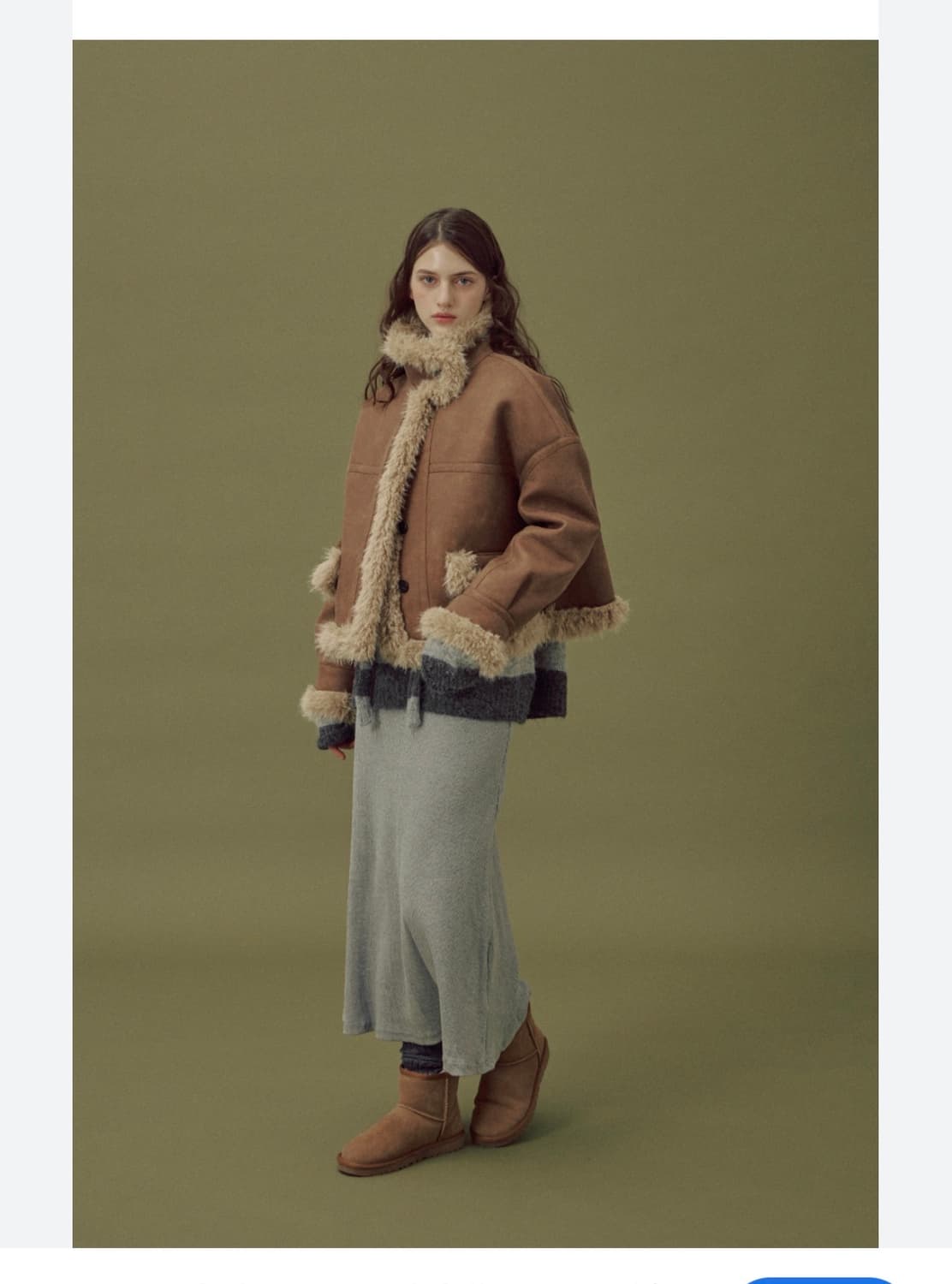 Twee 트워 오블린 스웨이드 무스탕 자켓 브라운 상품이미지1