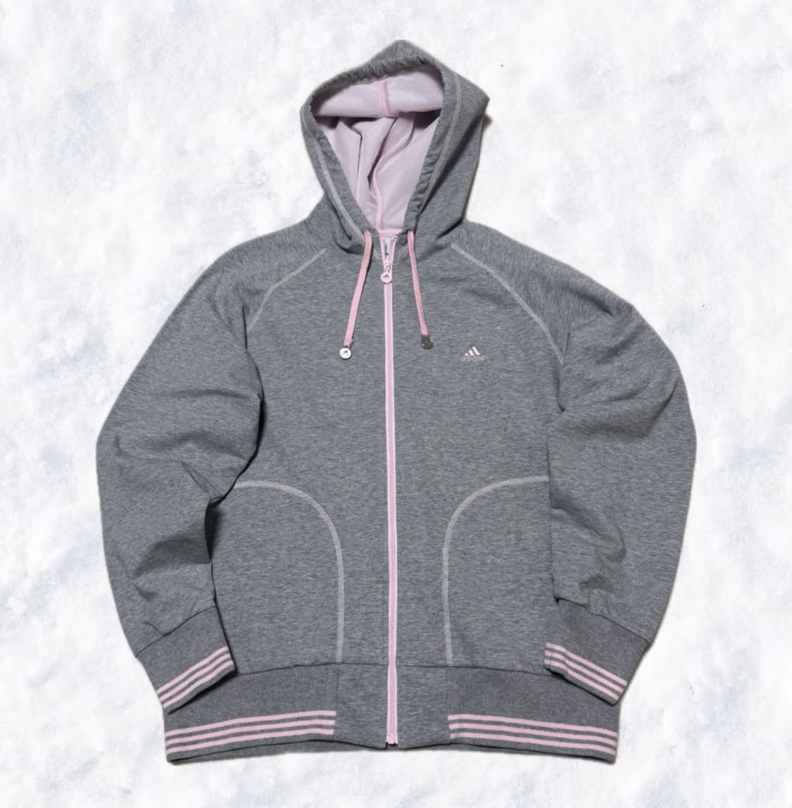 아디다스 일본 그레이 핑크 후드집업 상품이미지1