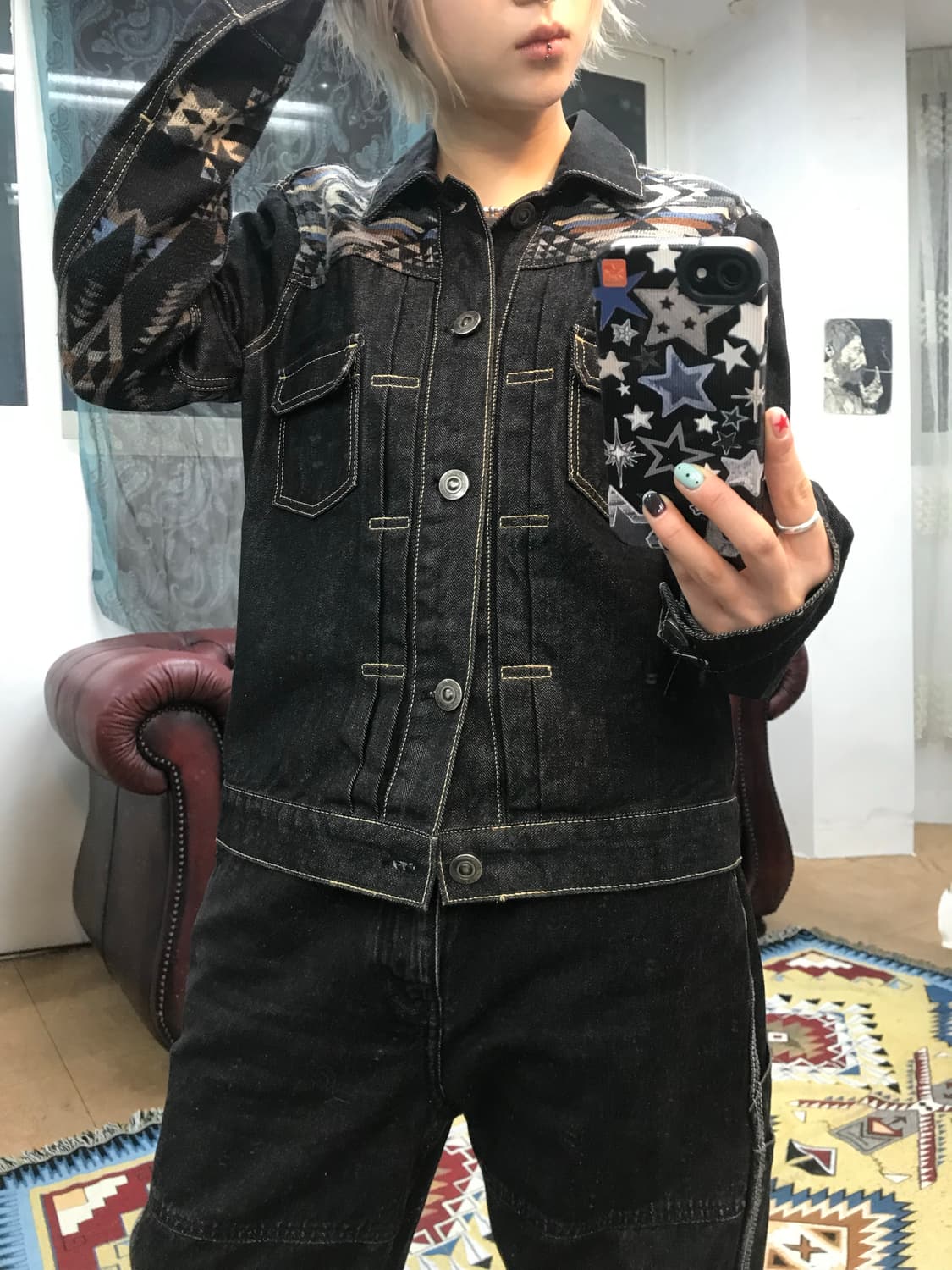 SEESAW 에스닉 나바호 흑청 데님 트러커  상품이미지2