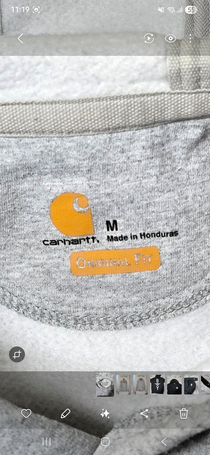 칼하트 오리지널 핏 회색 후드티 M 상품이미지3