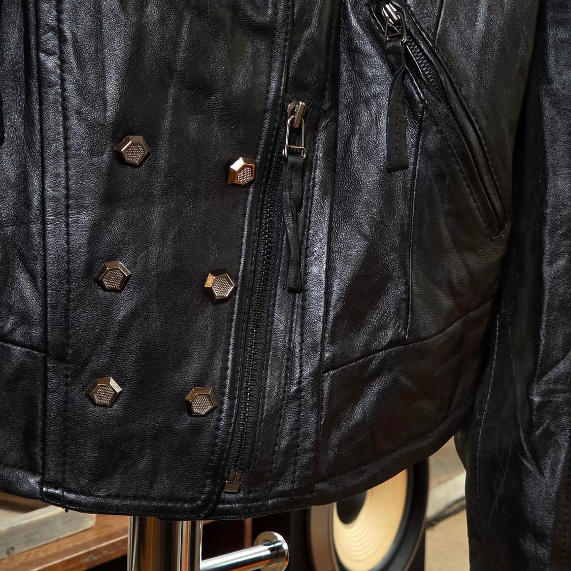 빈티지 나폴레옹 무드 더블버튼 양가죽 자켓 상품이미지4