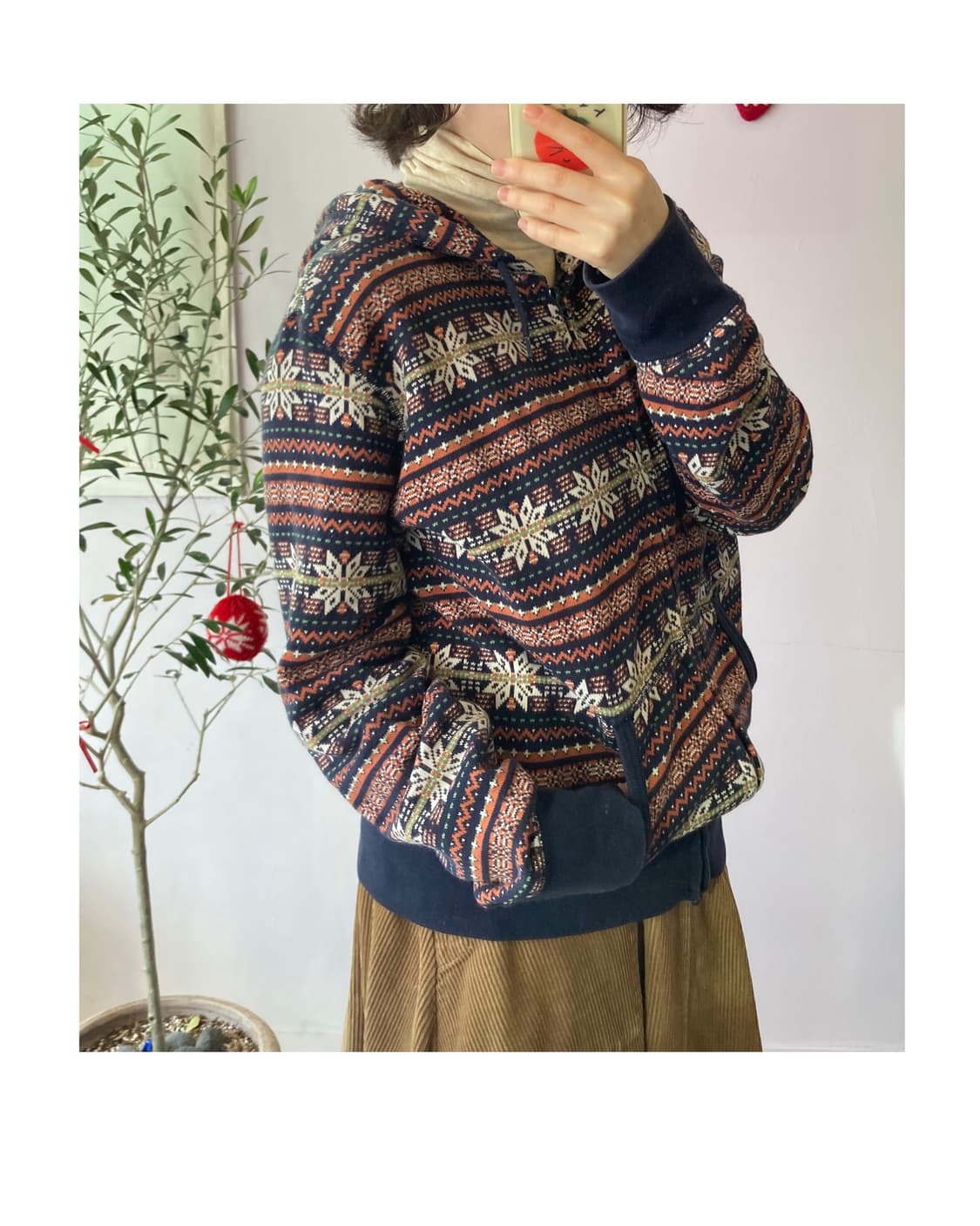 일본빈티지) 눈꽃패턴 후드집업 상품이미지8