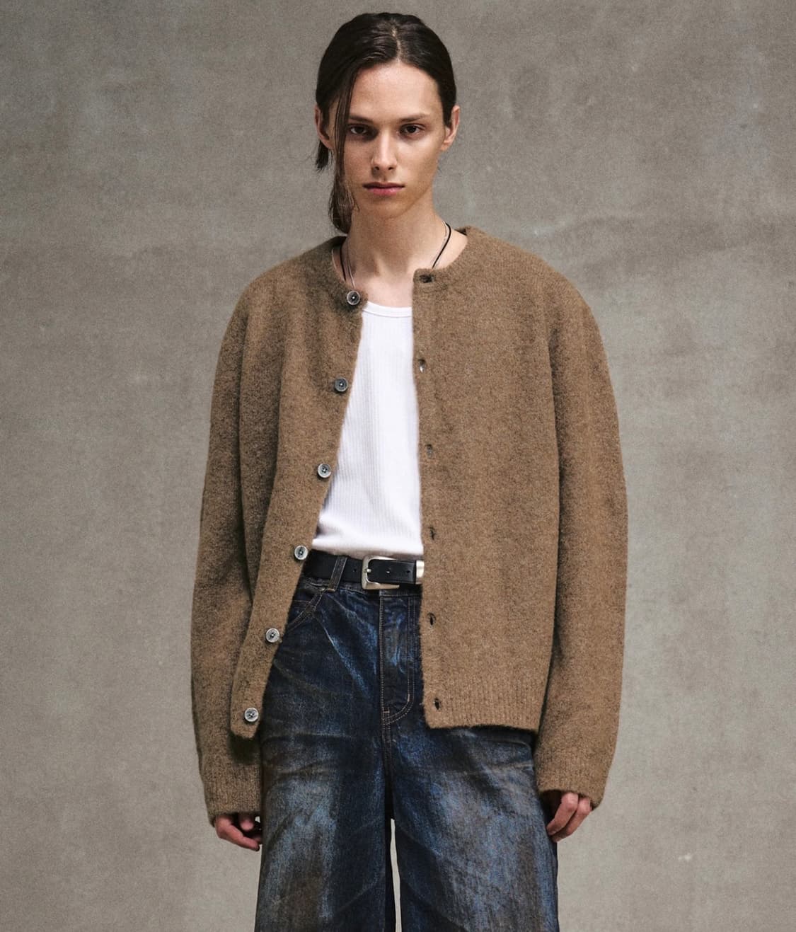 엘무드 Lmood 비숍 울 알파카 크루넥 가디건 진저 브라운 상품이미지2