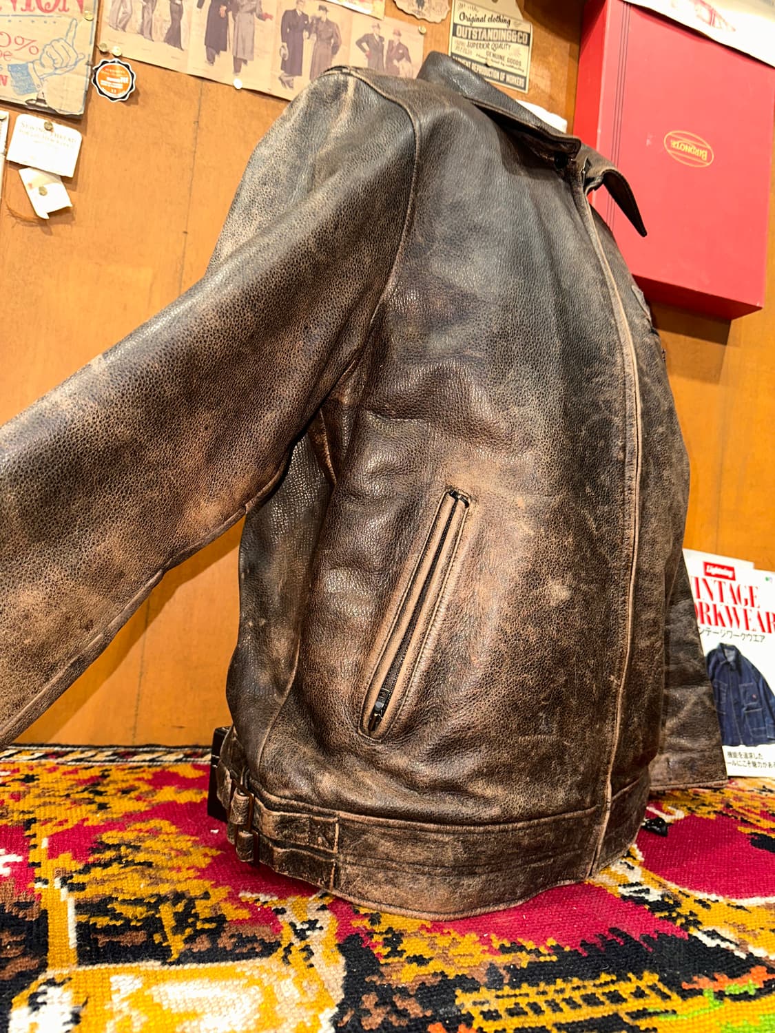 ( L ) 빈티지가죽 워크웨어 아메카지 스포츠가죽자켓 레더자켓 상품이미지2