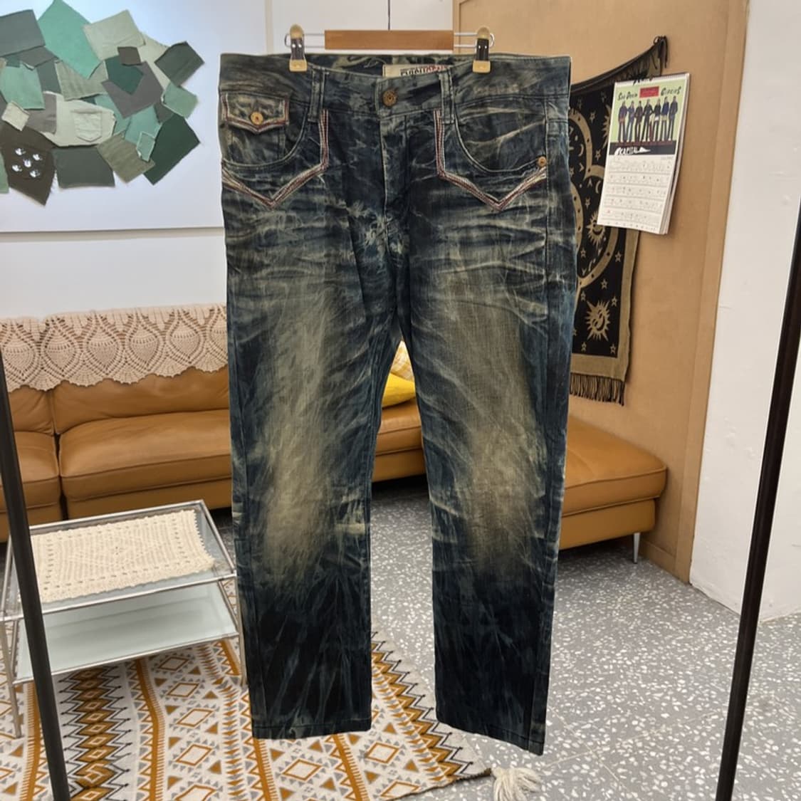 에비수 빈티지 아메카지 아이스 워싱 데님팬츠 38인치 C11204 상품이미지3