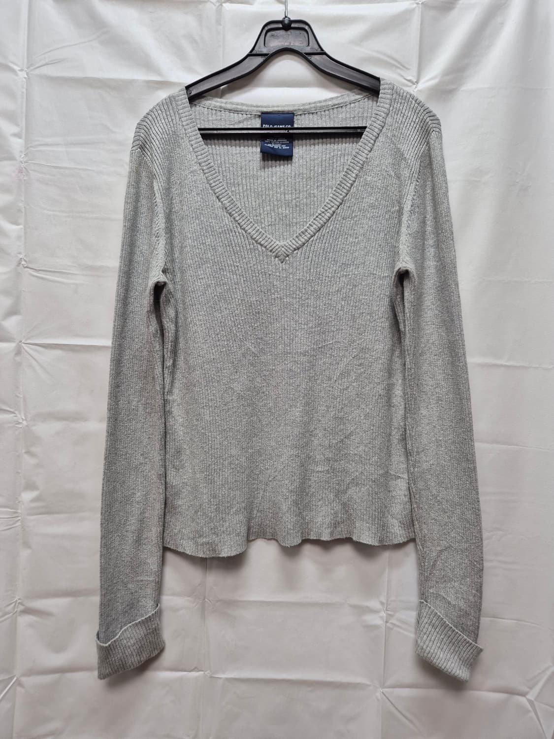 폴로진 브이넥 골지 니트 상품이미지1