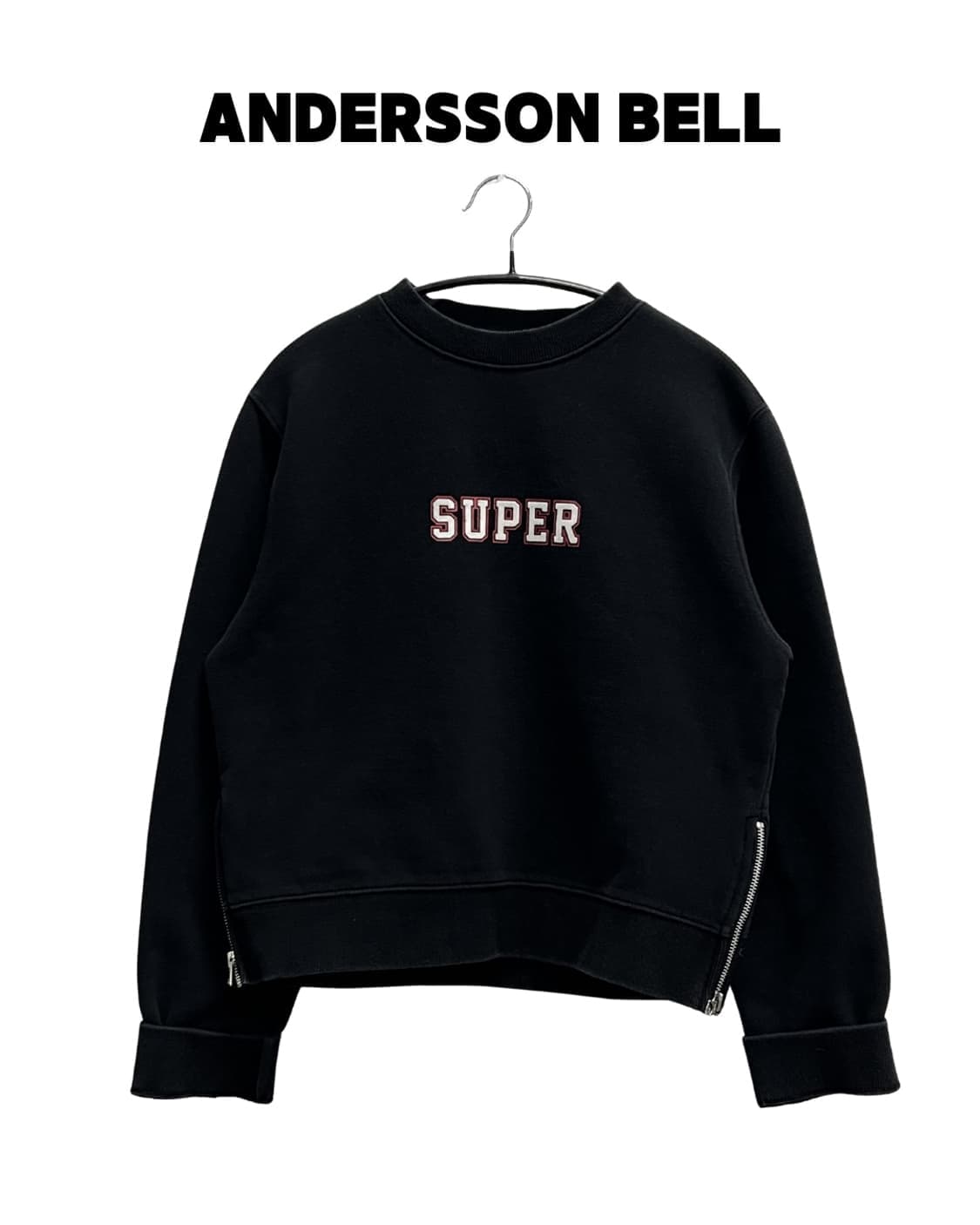 (XS) 앤더슨벨 프린팅 맨투맨 블랙 상품이미지1