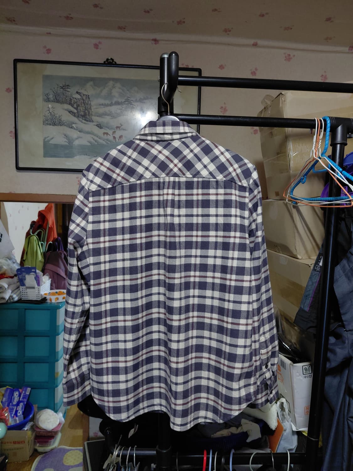 [헤지스레이디스]기모 면 체크 긴팔셔츠 여자90사이즈 상품이미지2