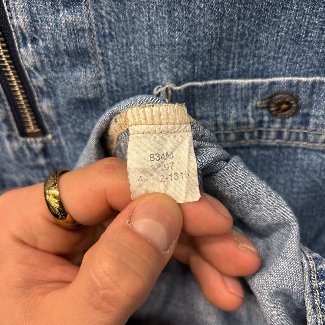80~90s 리바이스 블루탭 빈티지워싱 하프집업 워크 데님셔츠 N1054 상품이미지8