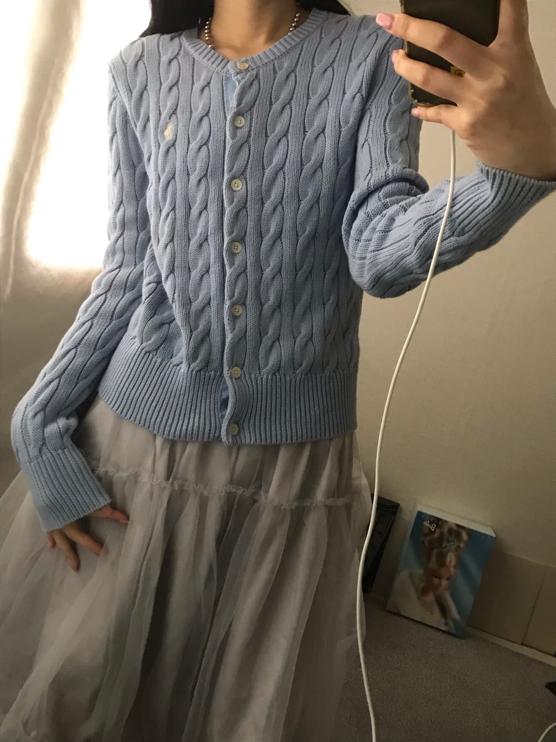 폴로 베이비블루 케이블 가디건 상품이미지5