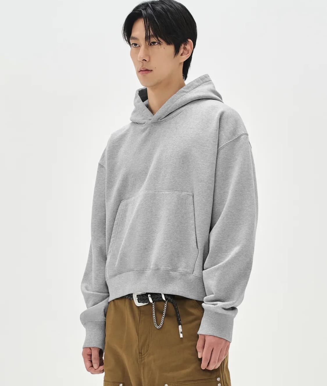 (XL) 소버먼트 780G 솔리드 크롭 후드-8%멜란지 그레이- 상품이미지1