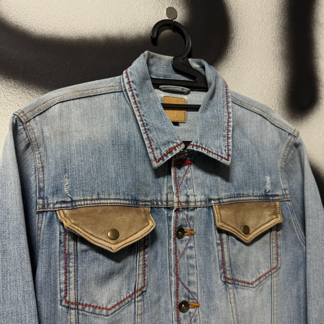 VTG 빈티지 양가죽 디테일 웨스턴 데님 트러커 자켓 상품이미지3
