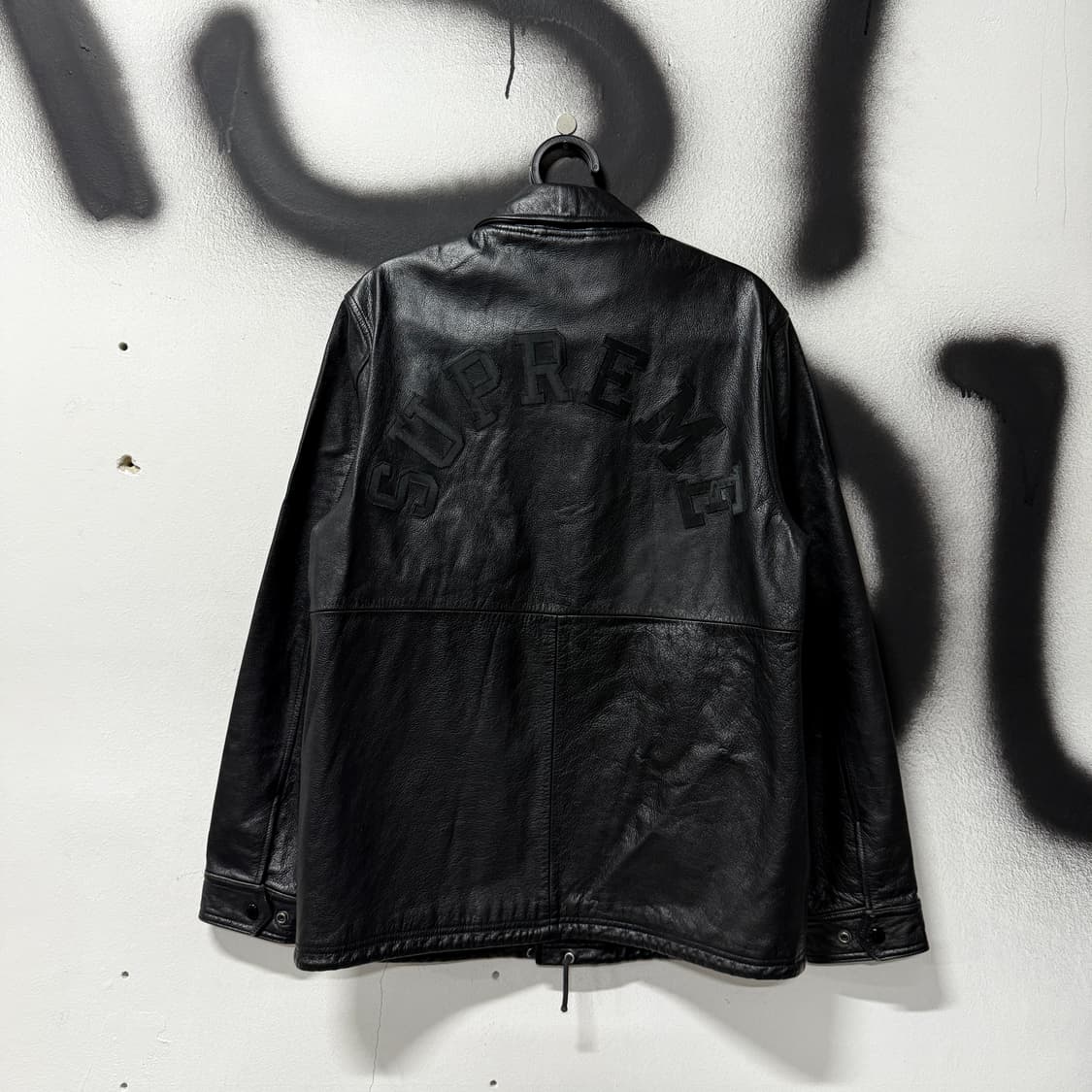 FW15 슈프림 x 챔피온 아치 로고 레더 코치 자켓 상품이미지2