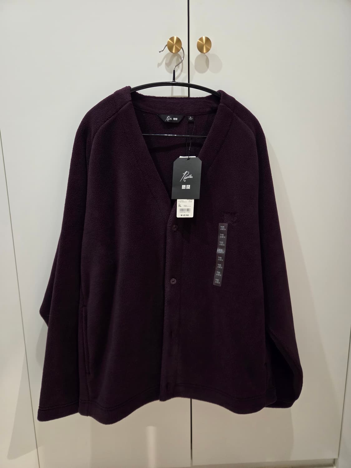 새상품[XL]유니클로 x 니들스 플리스 오버사이즈 가디건 퍼플 상품이미지3