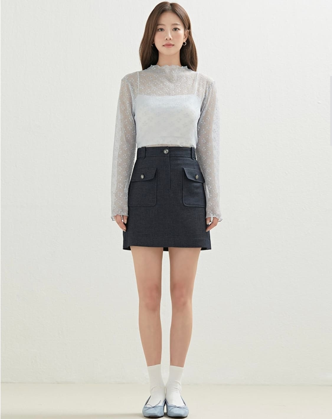 (28)여성 로엠 포켓 미니스커트 네이비 상품이미지1