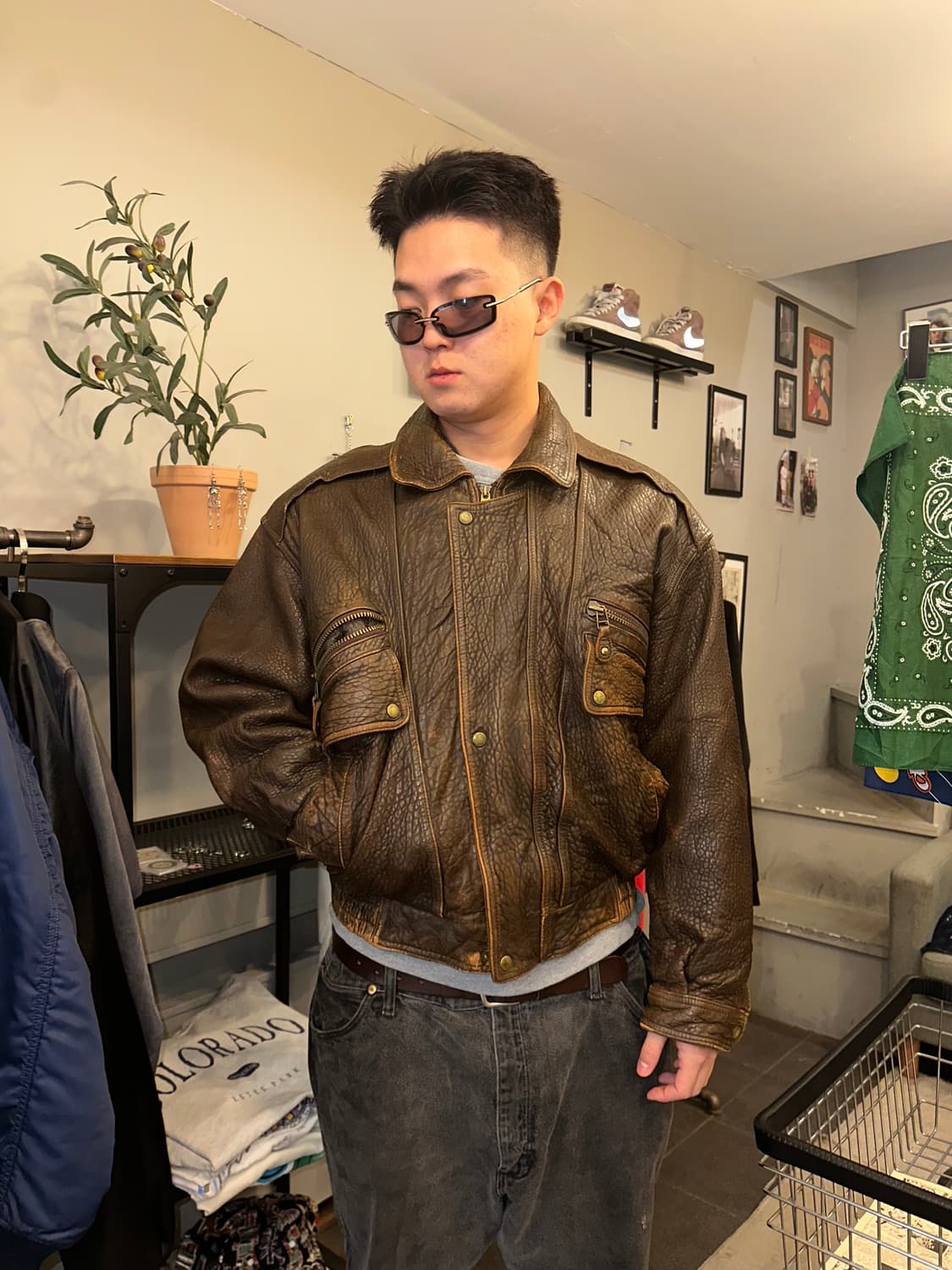 90’s Wind Armor shell-leather A-2 jacket 상품이미지2