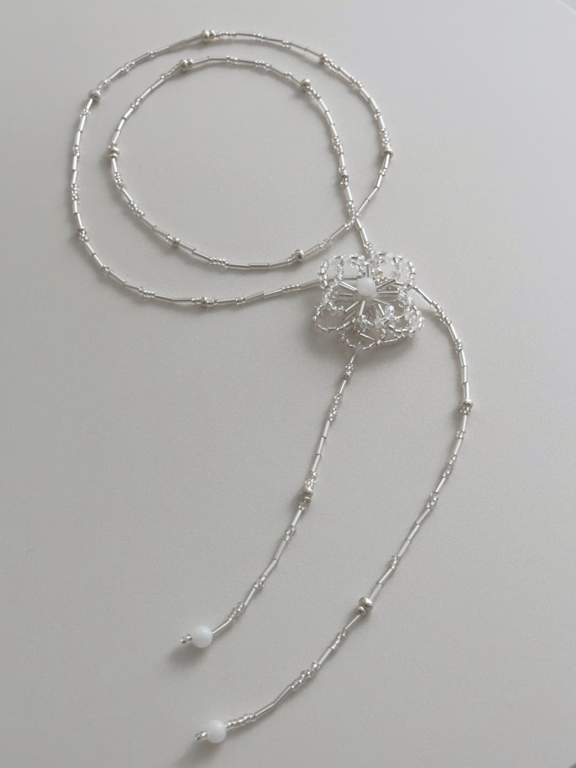 White flower layered necklace 상품이미지1