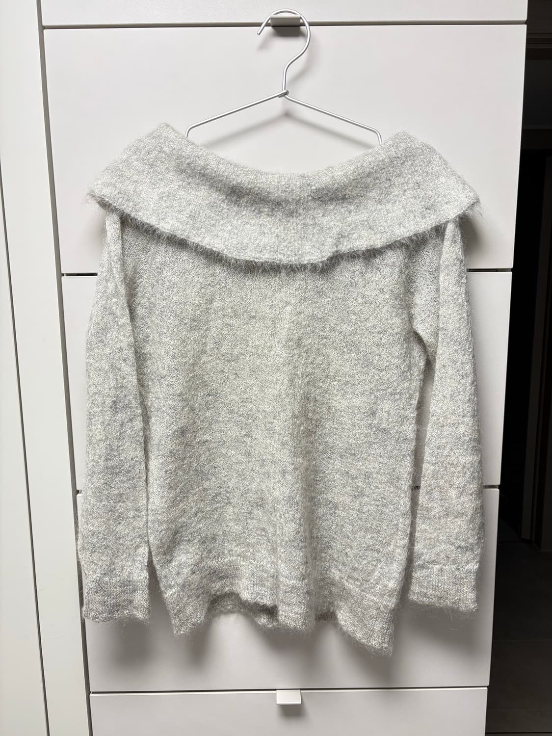 빈티지 모헤어 오프 숄더 가디건 실버 아이보리 55사이즈 상품이미지1