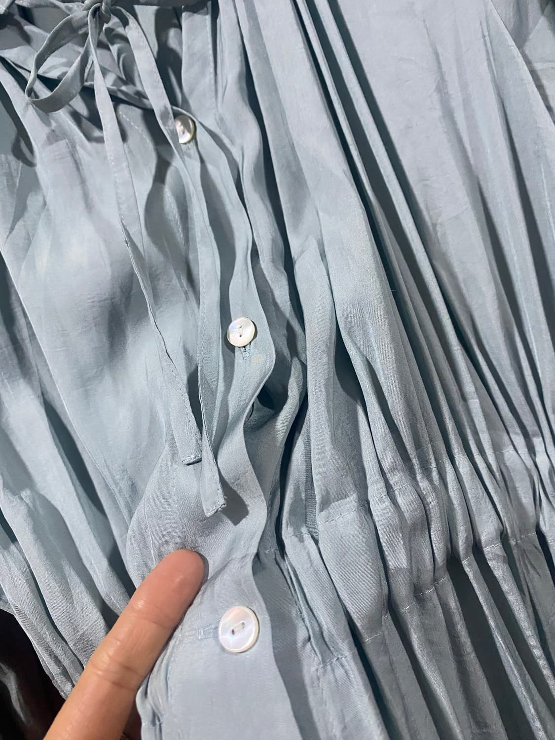 하늘색 셔링 롱 원피스 상품이미지7