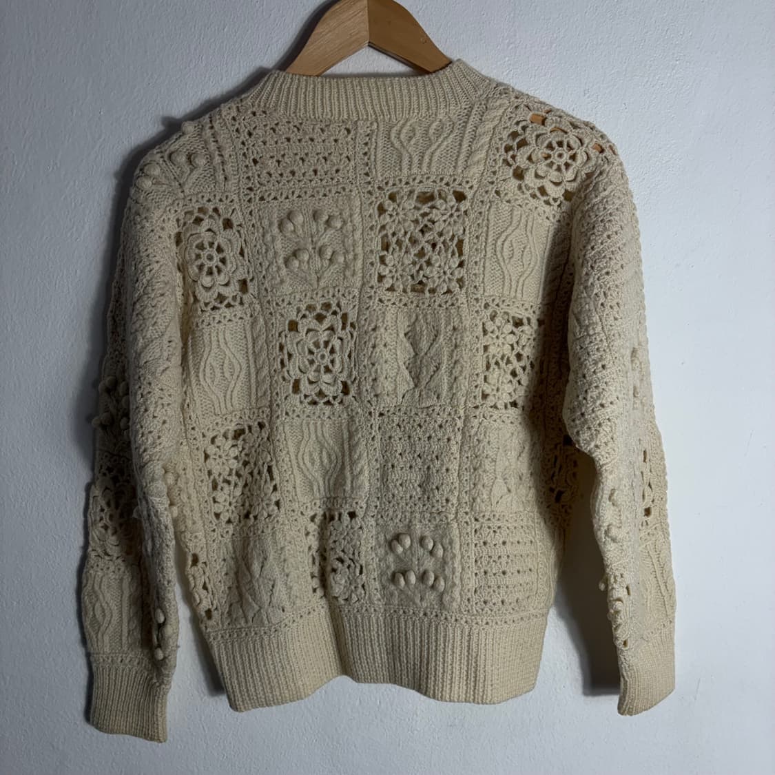 아이보리색 크로셰 뜨개질 스웨터(Free) 상품이미지2