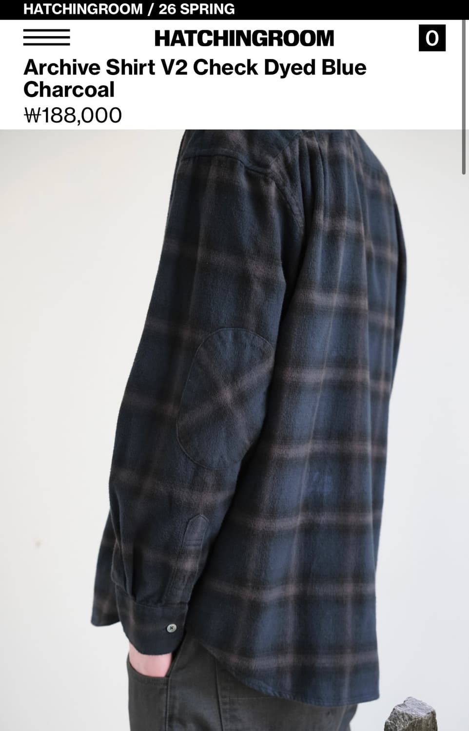 해칭룸 옴브레 체크 셔츠 s사이즈 (blue charcoal) 상품이미지4