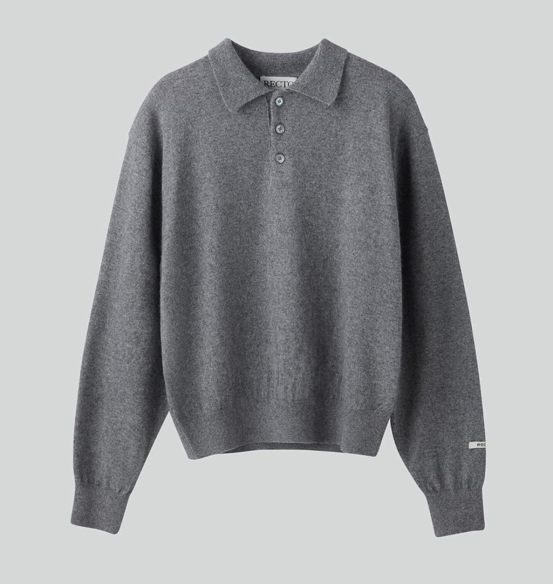 렉토 24FW 오펠리아 오필리아 쉬머 폴로 니트 멜란지 그레이 상품이미지1