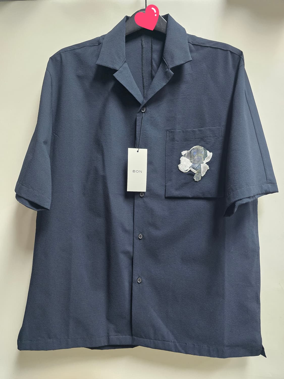 새상품)BON 네이비 강아지 자수 셔츠 105 상품이미지1