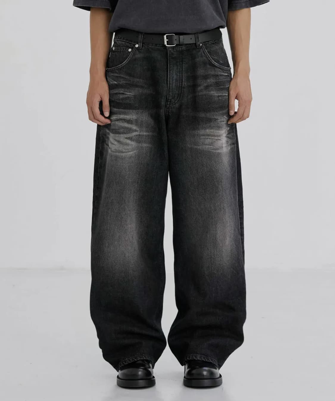 브랜디드 블랙 와이드 데님 팬츠 청바지 34 상품이미지1