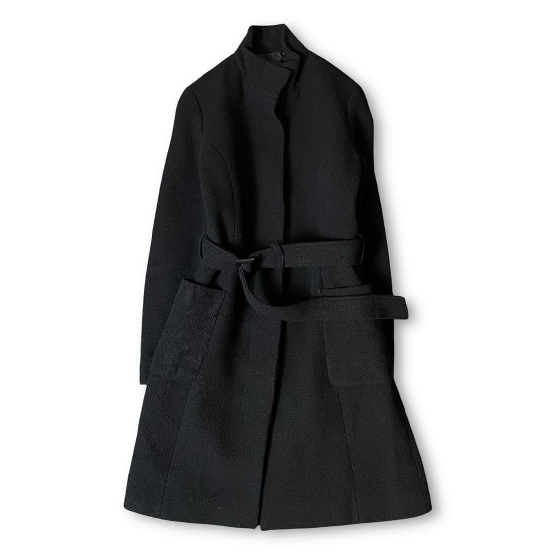 내추럴뷰티베이직 블랙 히든버튼 벨트 코트 4 상품이미지1