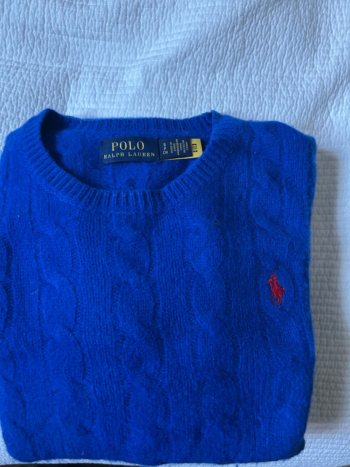 폴로 울캐시 꽈배기 니트 M 블루 상품이미지1