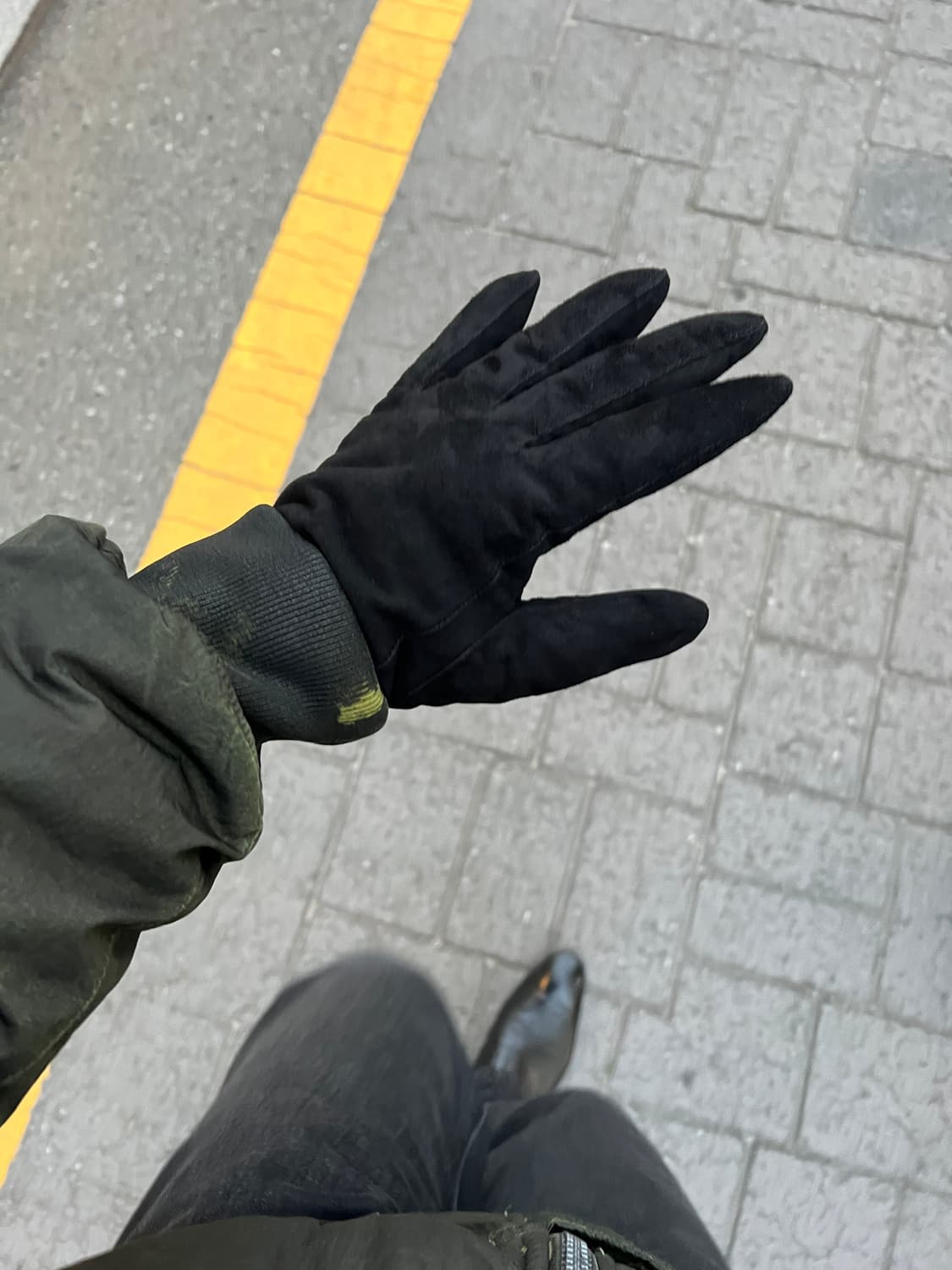 스웨이드 가죽 블랙 장갑 상품이미지7