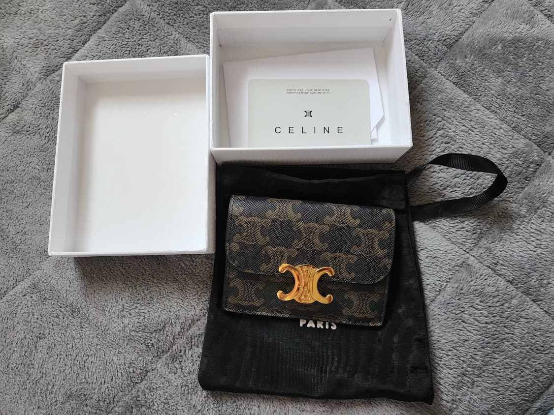 [S급/풀구성] 셀린느 트리옹프 캔버스 플랩 카드 지갑 상품이미지2