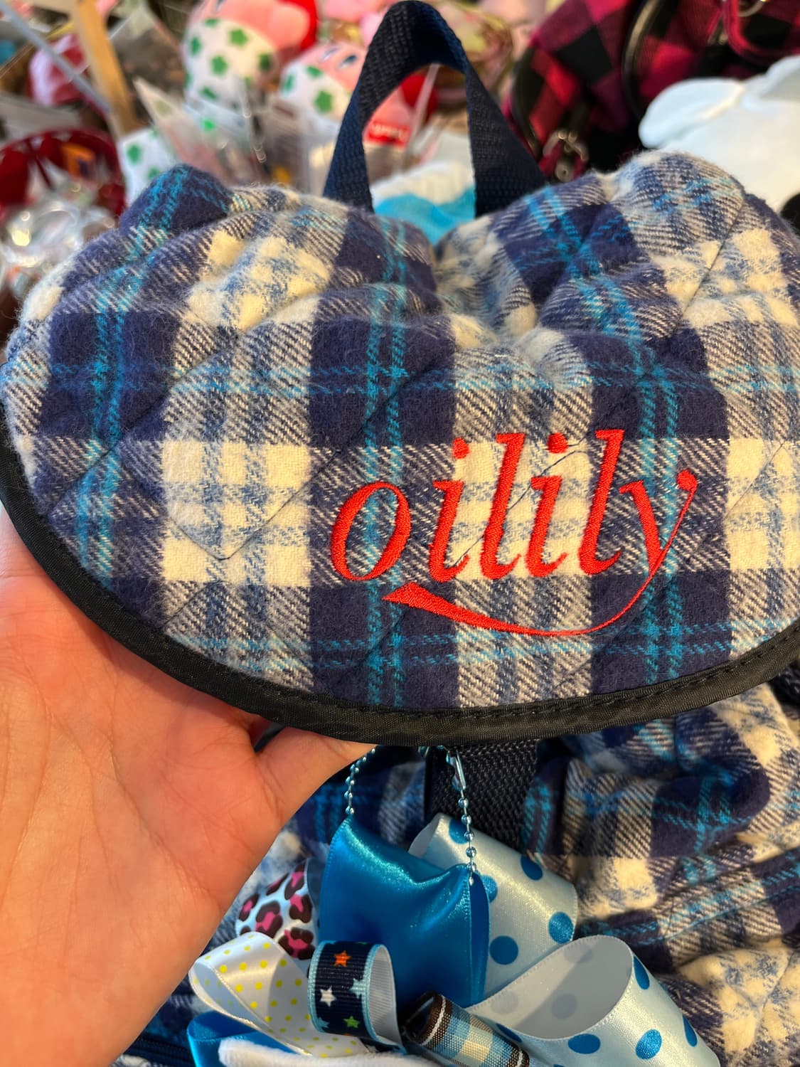 오일릴리 블루 체크 백팩🌀 상품이미지3