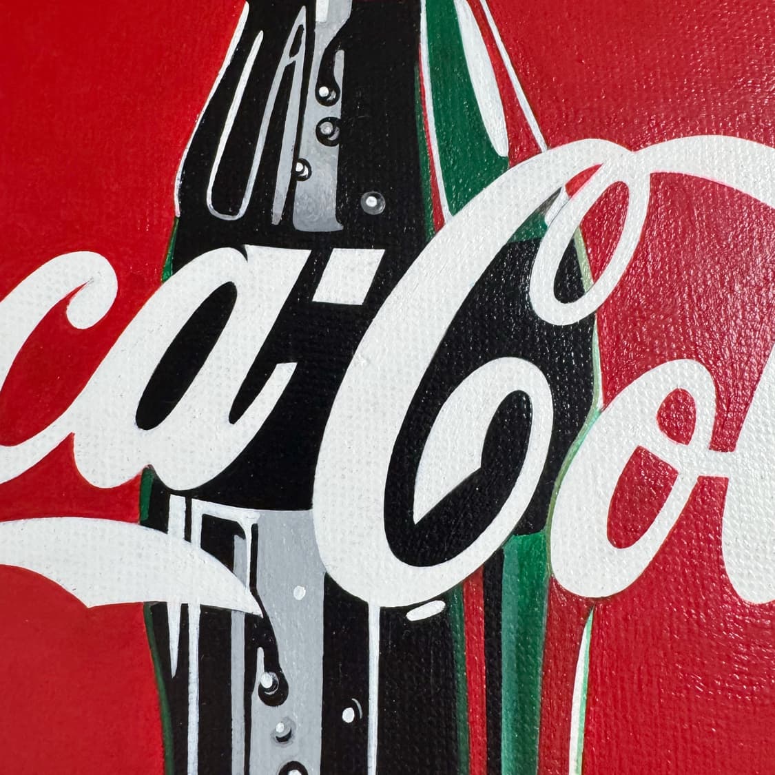 직접 그린 코카콜라 로고 캔버스 원형 액자 판넬 30cm 상품이미지3