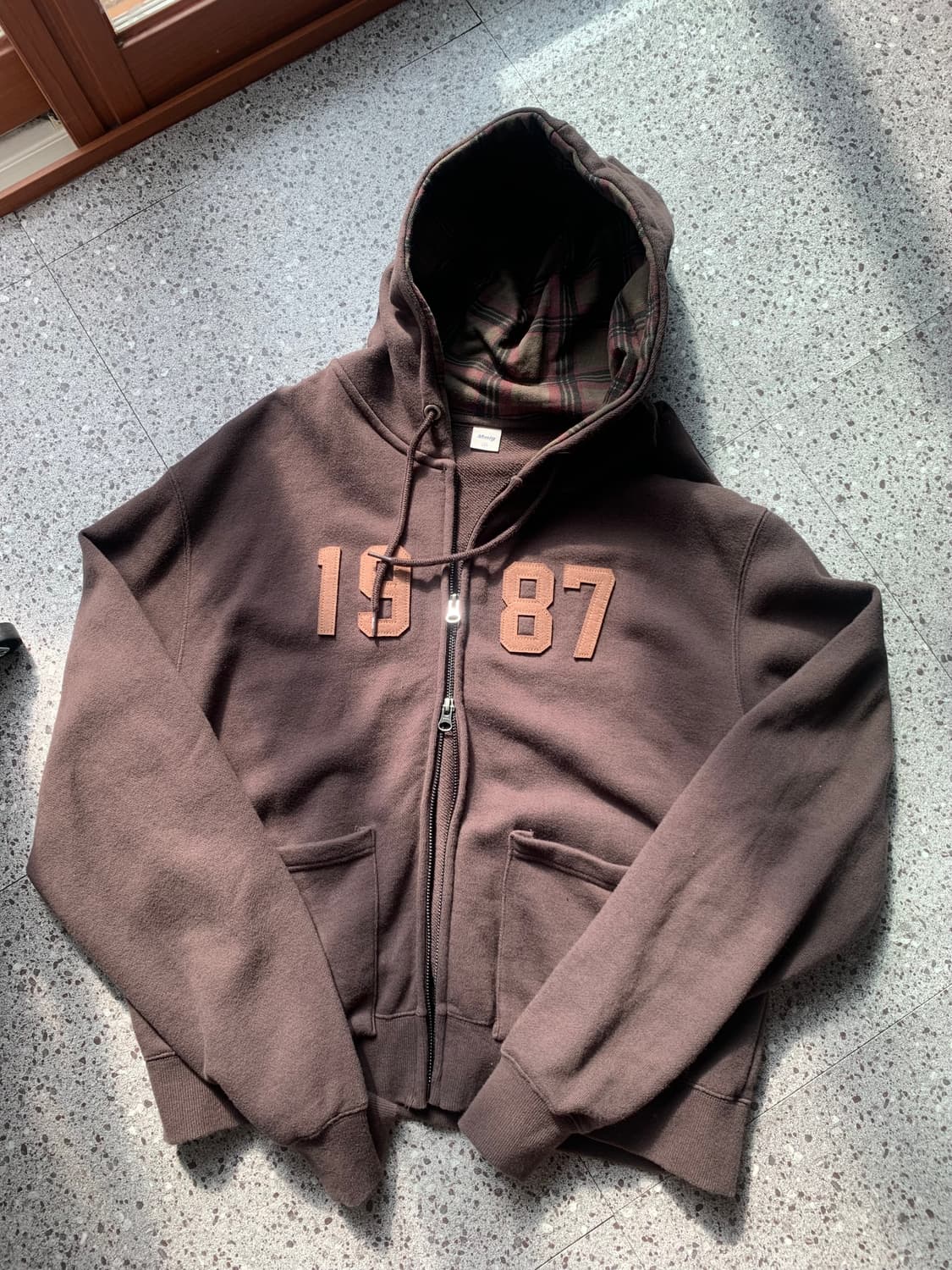 MMLG 체크패턴 후드집업 브라운 상품이미지5