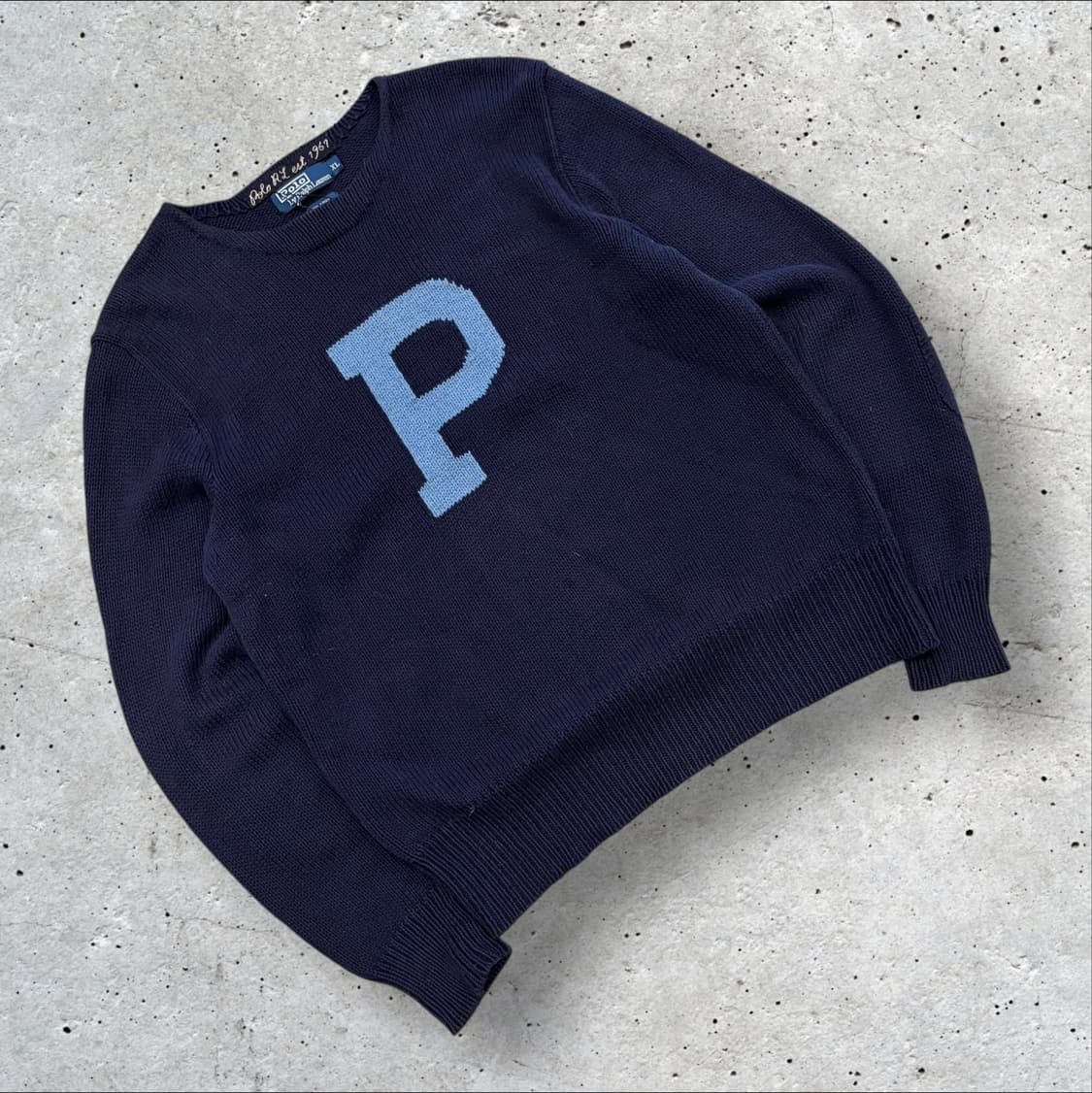 [XL] 폴로 랄프로렌 네이비 니트 P 로고 스웨터 B520 상품이미지1