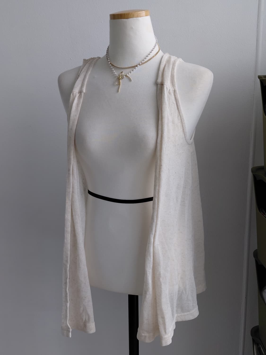 [빈티지] 아이보리색 롱 가디건 조끼 상품이미지1