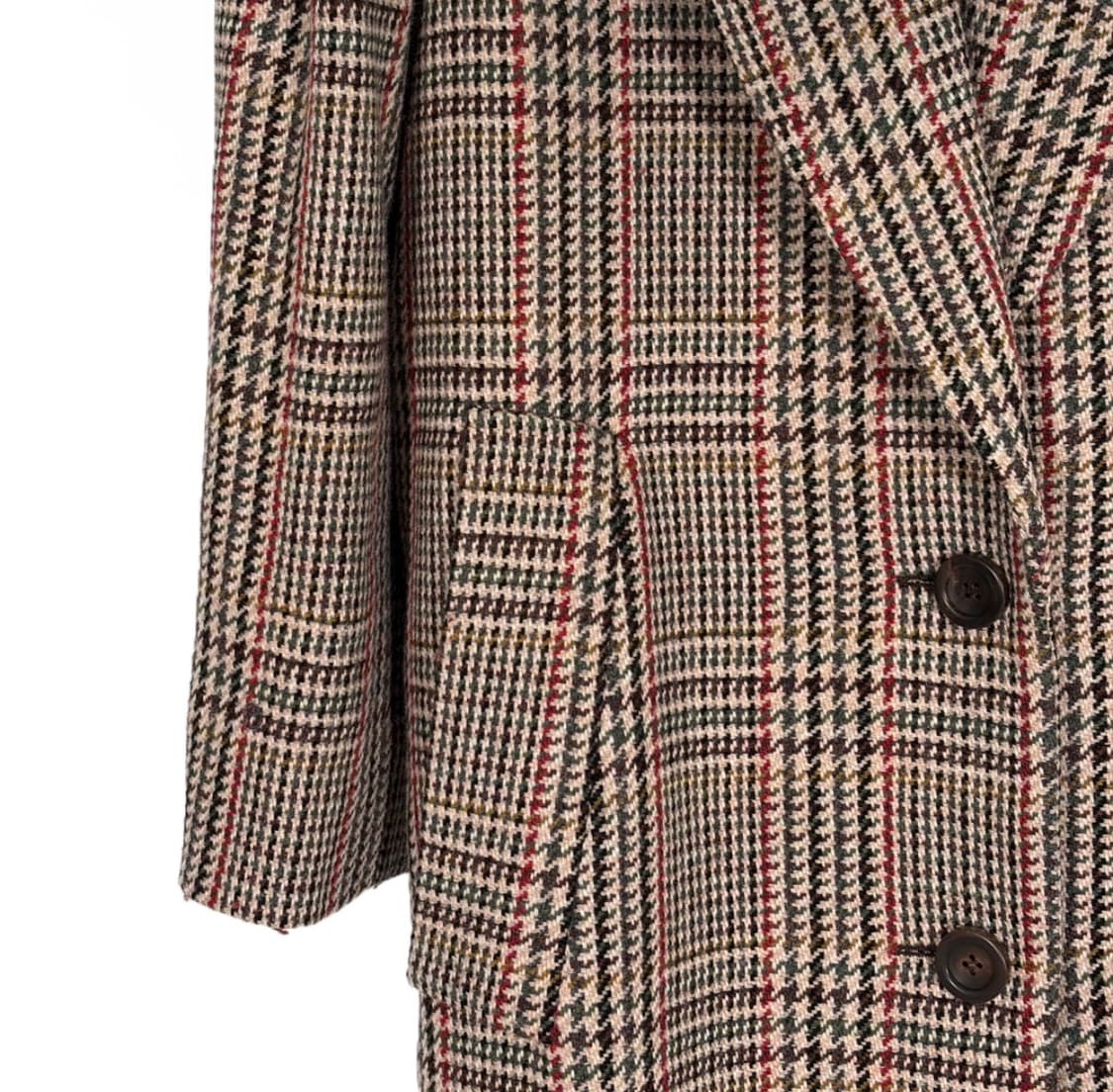 [36] 미우미우 여성 백로고 울 플래드 오버사이즈 체크 롱 코트 러스트 상품이미지4