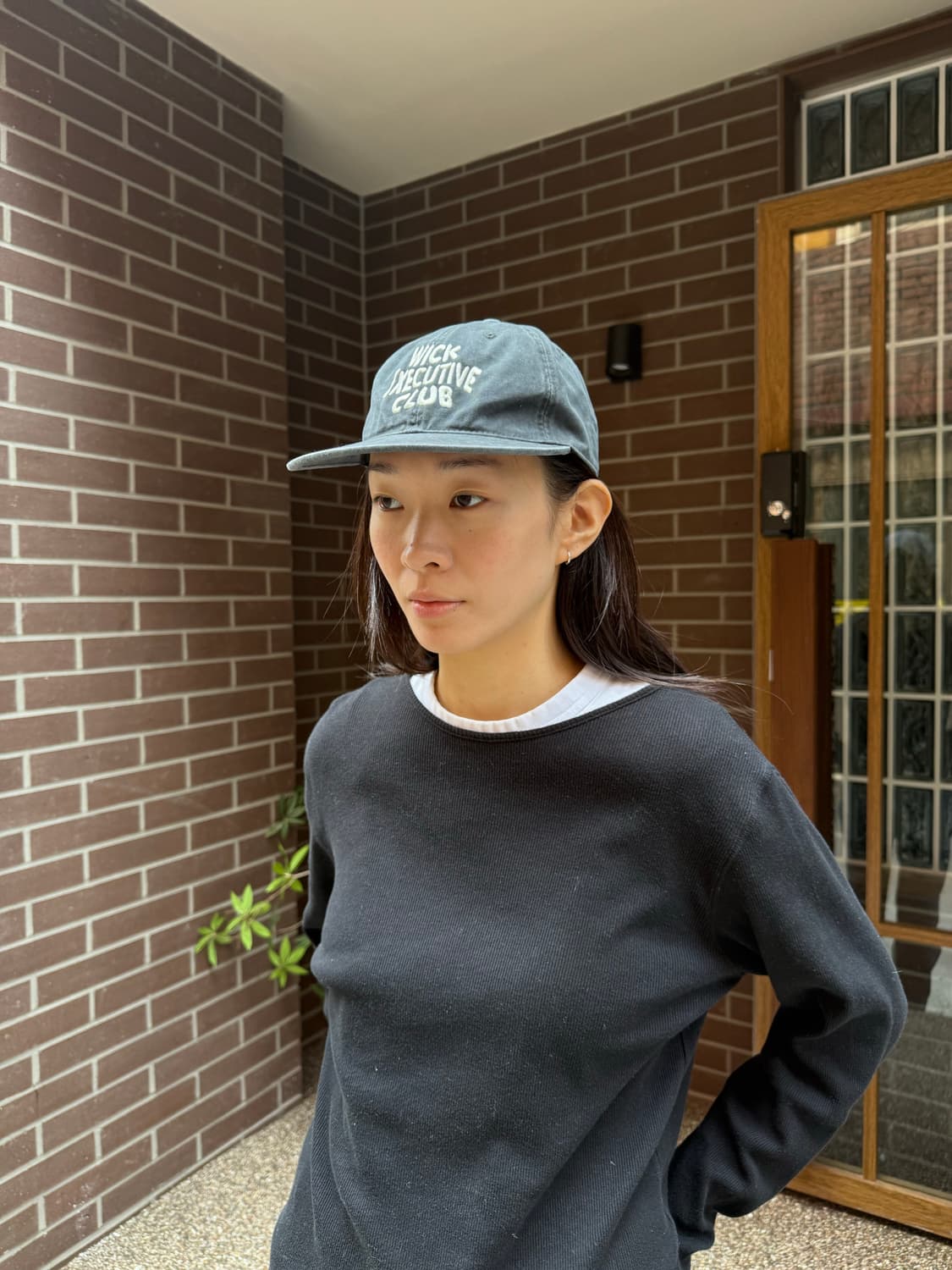 빈티지 흑청 데님 자수 일자캡 상품이미지7