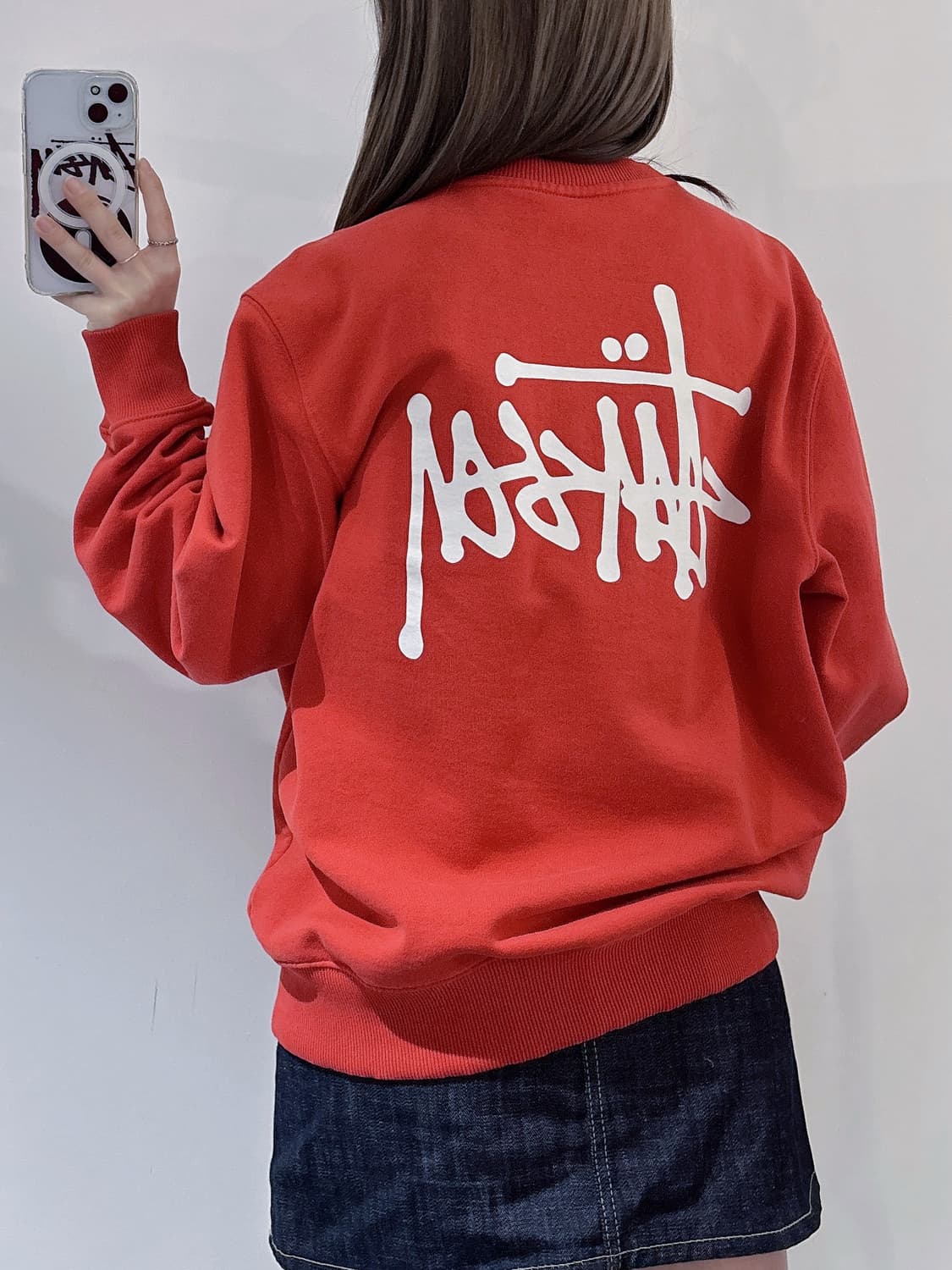 스투시 베이직 레드 빅로고 맨투맨 상품이미지3